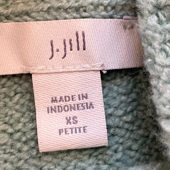 J. Jill Green Cotton/Wool Blend Boucle Oversized Turtleneck Sweater, Size XSP - Picture 4 of 8